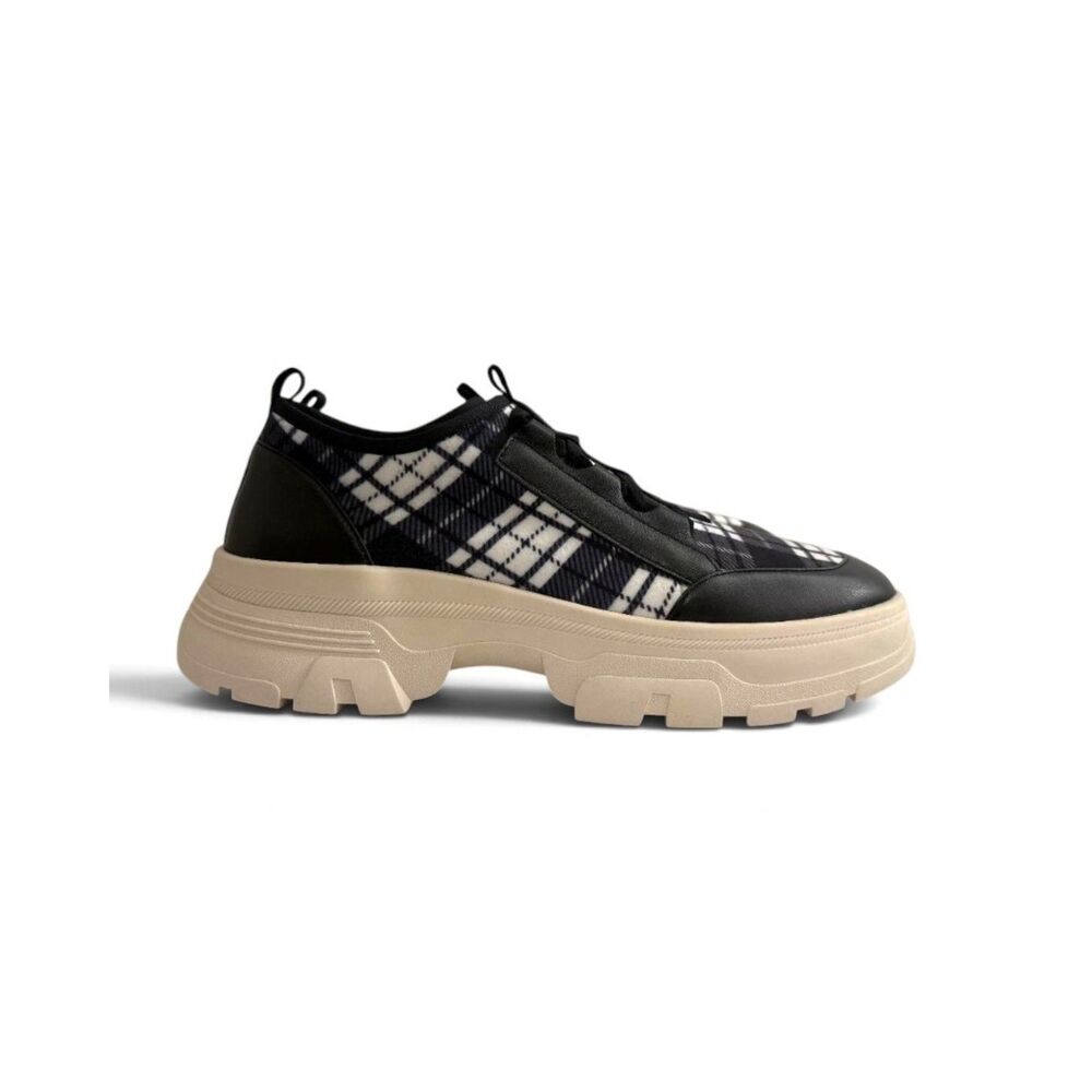 Linea Paolo Rowen Black Plaid Platform Slip On Sneakers - Picture 2 of 7